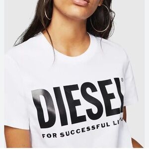 Diesel White Tee with Bold Black Logo